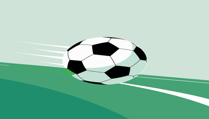 Soccer Ball with Motion Effect on Green Field – Football Sports Background Illustration © MdRakib
