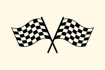Fototapeta premium Two checkered racing flags crossed for motorsport competition victory symbol, abstract graphic design element
