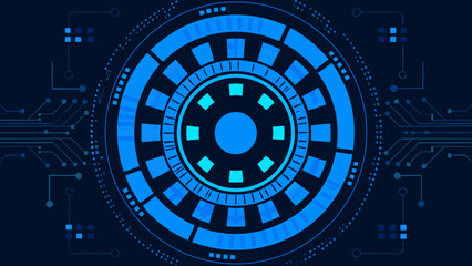 Obraz premium Abstract digital eye with circuit board details and blue glowing elements