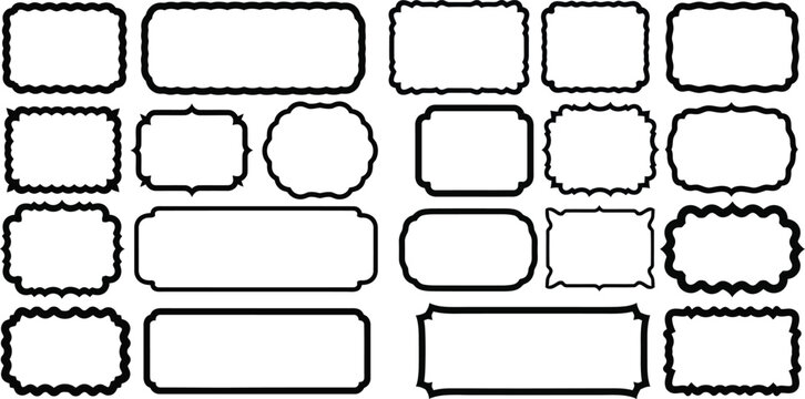 Collection of various black and white rectangular and organic frames
