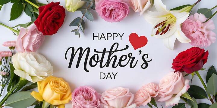 Beautiful Happy Mother's Day Greeting with Elegant Floral Border Frame