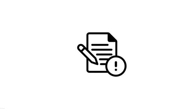 Document error alert icon animation for warning and validation concept