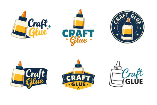 Creative craft glue logo designs with vintage and modern styles
