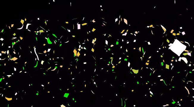 3D animation of exploding confetti Silver Explosion White BG High-Quality 4K Confetti Animation on Black Background - Party, Celebration & Event Footage for Professional Video Projects