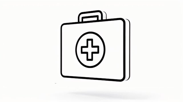 Minimalist First Aid Kit Line Icon for Medical Emergency and Health Care