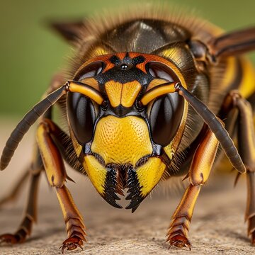 Close up of wasp face.