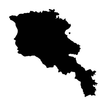 Armenia map silhouette isolated on transparent background for geographical vector graphics
