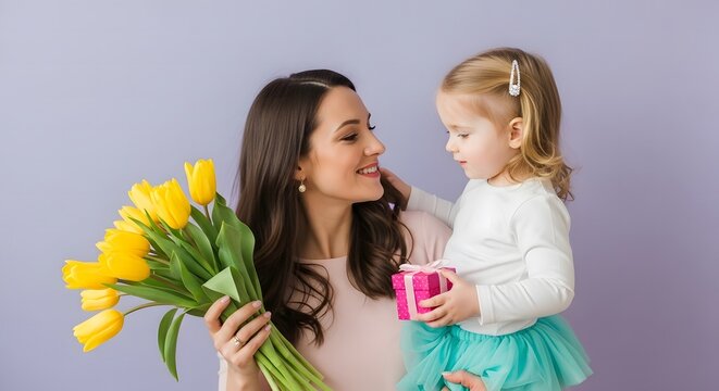 Touching happy mothers day portrait mother and daughter share a sweet moment