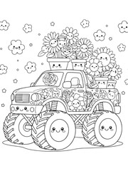 Monster truck coloring pages for kids © Anamul