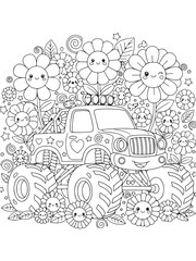 Monster truck coloring pages for kids © Anamul