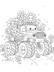 Monster truck coloring pages for kids © Anamul