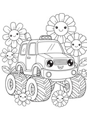 Monster truck coloring pages for kids © Anamul