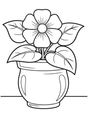 Elegant photo of flower pot coloring page for kids