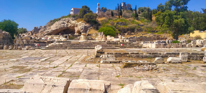 View of archaeological site of Eleusis in Greece