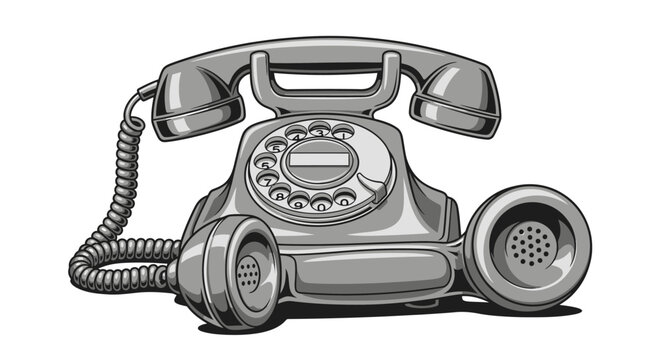 Vintage rotary phone with receiver.