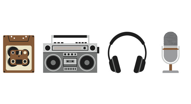 Retro music devices and accessories.