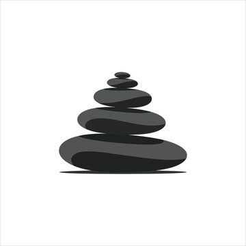 Zen Balanced Stacked Stones for Meditation and Wellness Minimalist Vector Design Isolated on white background