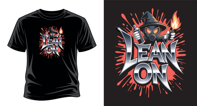 Urban street art character wearing gas mask and wizard hat holding spray paint and torch. vector art print templet.