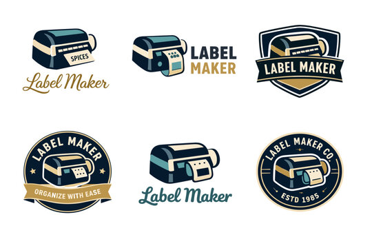 Vintage label maker logos collection with retro designs and badges