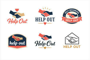 Fototapeta premium Help out logo collection with handshake designs and inspirational elements