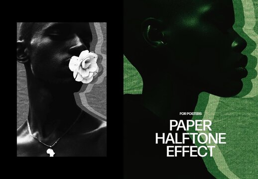 Paper Halftone Poster Photo Effect Mockup