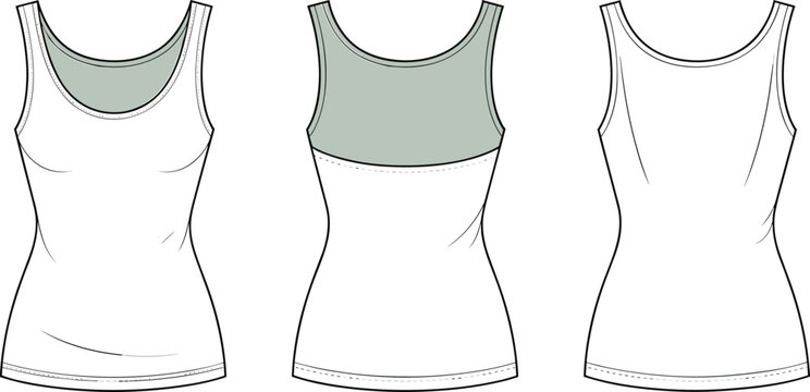 Fashion flat sketch of women's tank top front and back views.