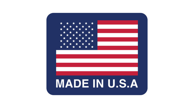 Made in USA Round Label with American Flag Stars and Stripes Isolated on Transparent Background