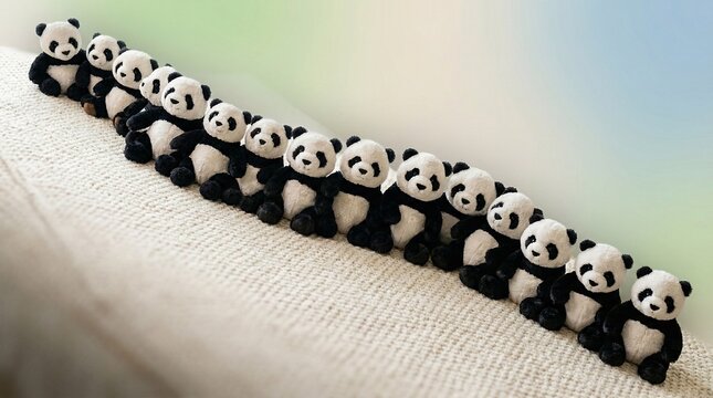 Panda pattern ribbon or bracelet on fabric