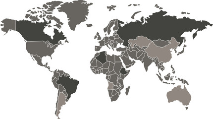 Obraz premium grey color world map on white background