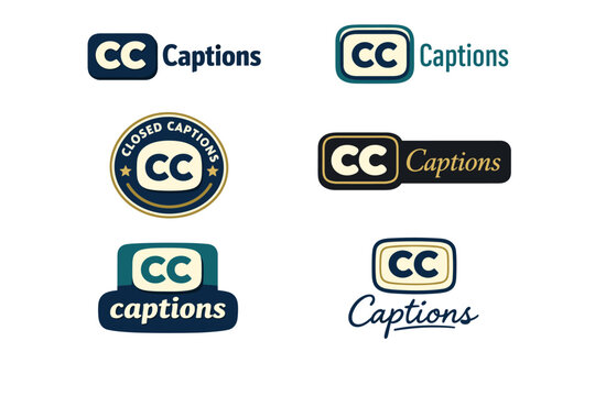 Vintage and modern closed captions logos collection