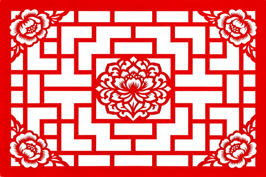 Chinese Paper Cutting Artwork with Floral Motifs
