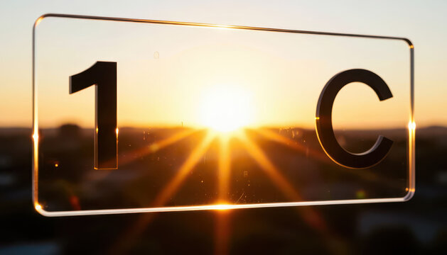 The sunset casts a warm glow as the number '1C' is prominently displayed. This scene features a vibrant sunset, highlighting the silhouette of the numbering.