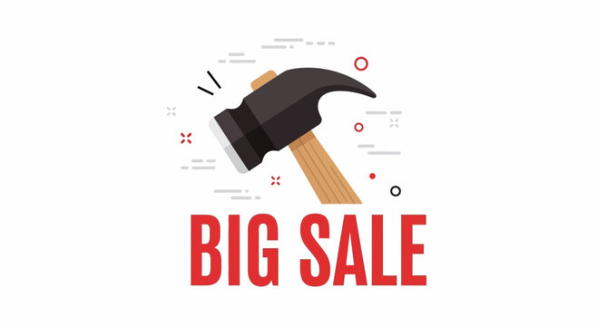 Sale, discount, hammer, big sale icon, vector sale symbol