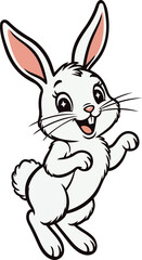 Fototapeta premium Cute Standing White Rabbit Cartoon Mascot Vector Illustration
