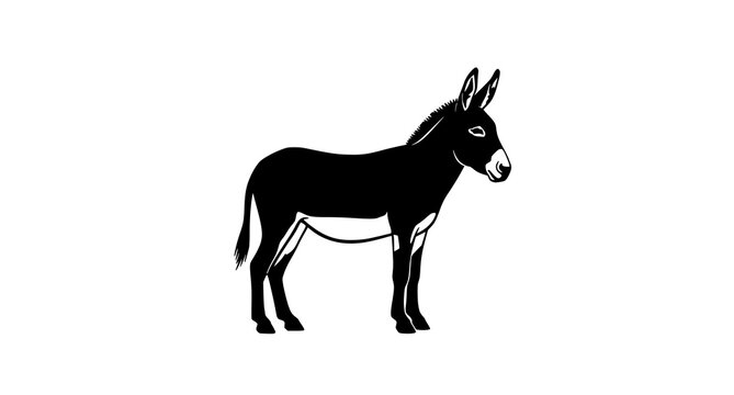 Donkey silhouette vector side view farm animal black icon isolated on white background
Keywords
