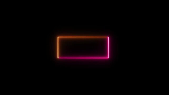 Neon light glowing square animation and loading saber. Abstract energy circle with lightning discharges.