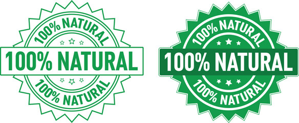 Obraz premium 100% Natural Organic Badge Label Green Stamp Eco Seal Premium Quality Certification Icon Set