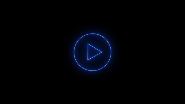 Neon light glowing square animation and loading saber. Abstract energy circle with lightning discharges.