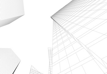 Naklejka premium abstract buildings, architectural drawing 3d