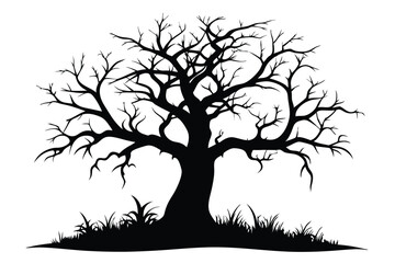 Fototapeta premium dead tree silhouette line art vector illustration