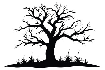 Obraz premium dead tree silhouette line art vector illustration