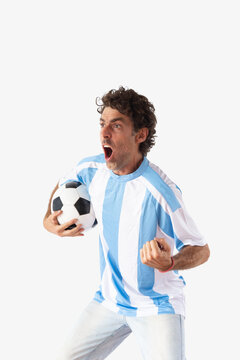 Man wearing an Argentina football jersey