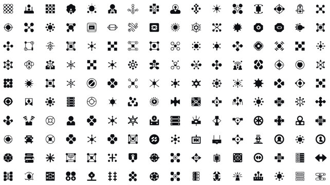 Set of 150 Black Vector UI UX Interface Icons