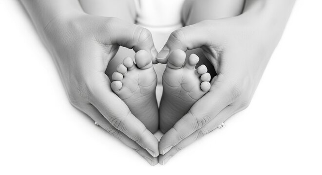 Tiny feet held in loving hands a symbol of new life and parental affection