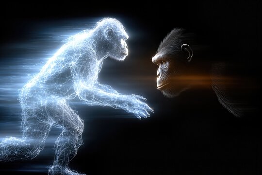 Human Transformation From Ape to Modern Form in Visual Representation