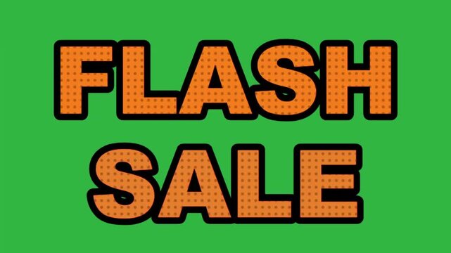 Pop Art Style FLASH SALE Text Animation With Changing Colors And Halftone Dots On Green Screen