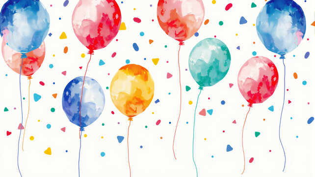 Minimalistische Aquarell Ballons mit Farbspritzern