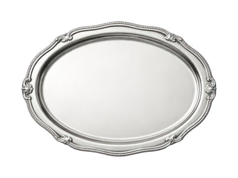 PNG Elegant silver serving platter.