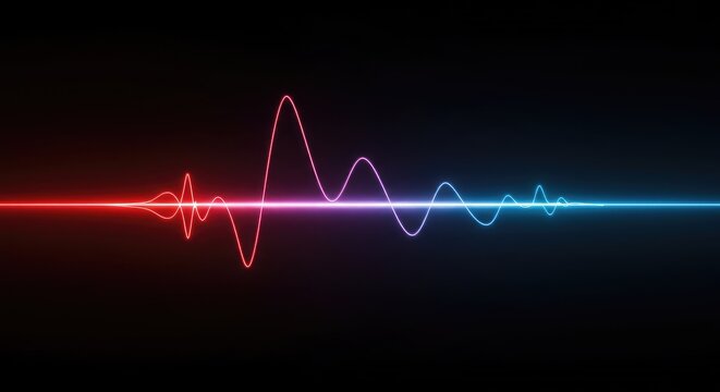 Abstract digital visualization illustrating a sharp drop in waveform amplitude, resulting in a sudden, silent frequency flatline, amplitude, error, waveform