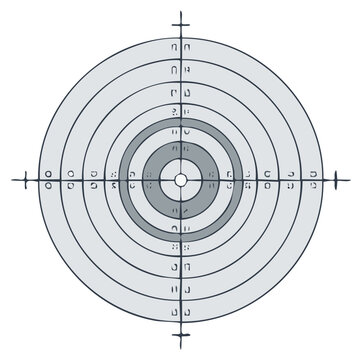 Target practice design with concentric circles and crosshairs for accuracy